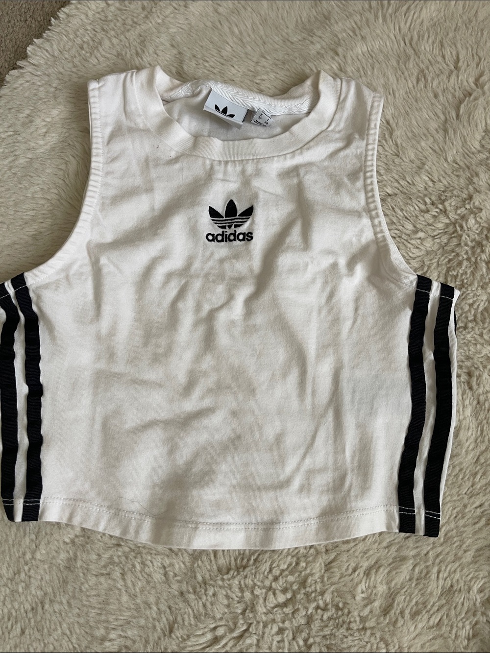 adidas White Tank Top with Black Side Stripes